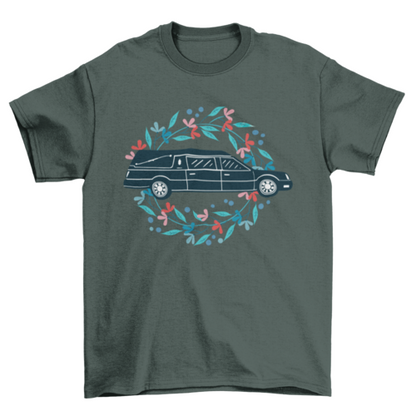 Floral Hearse Car T-shirt Design