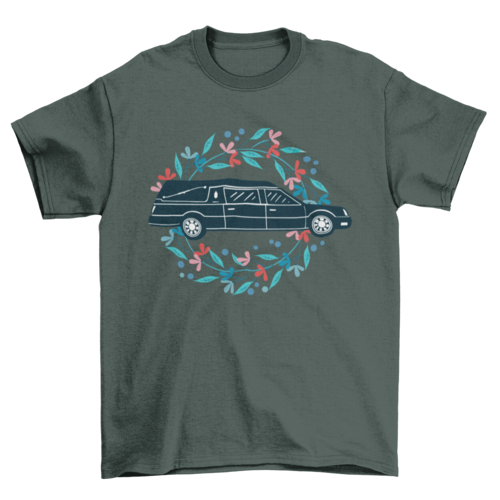 Floral Hearse Car T-shirt Design