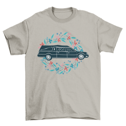 Floral Hearse Car T-shirt Design