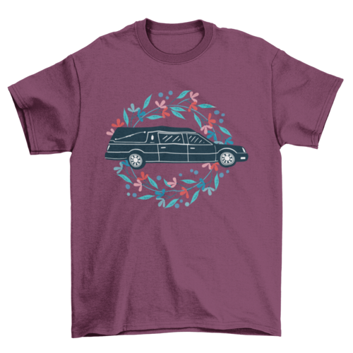 Floral Hearse Car T-shirt Design
