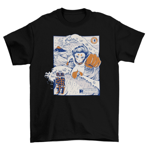 Japanese girl flying t-shirt
