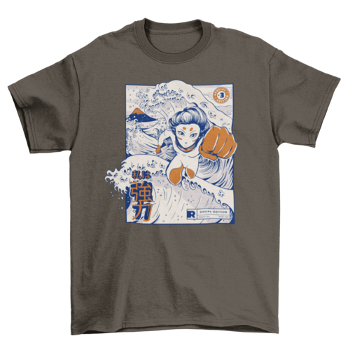 Japanese girl flying t-shirt