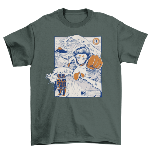 Japanese girl flying t-shirt
