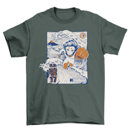 Japanese girl flying t-shirt