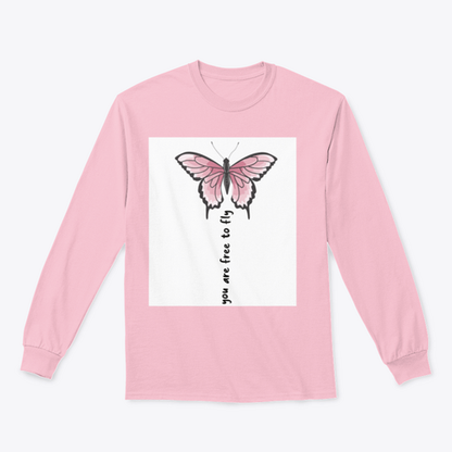 You Are Free To Fly Lettering With Pink Butterfly Design for